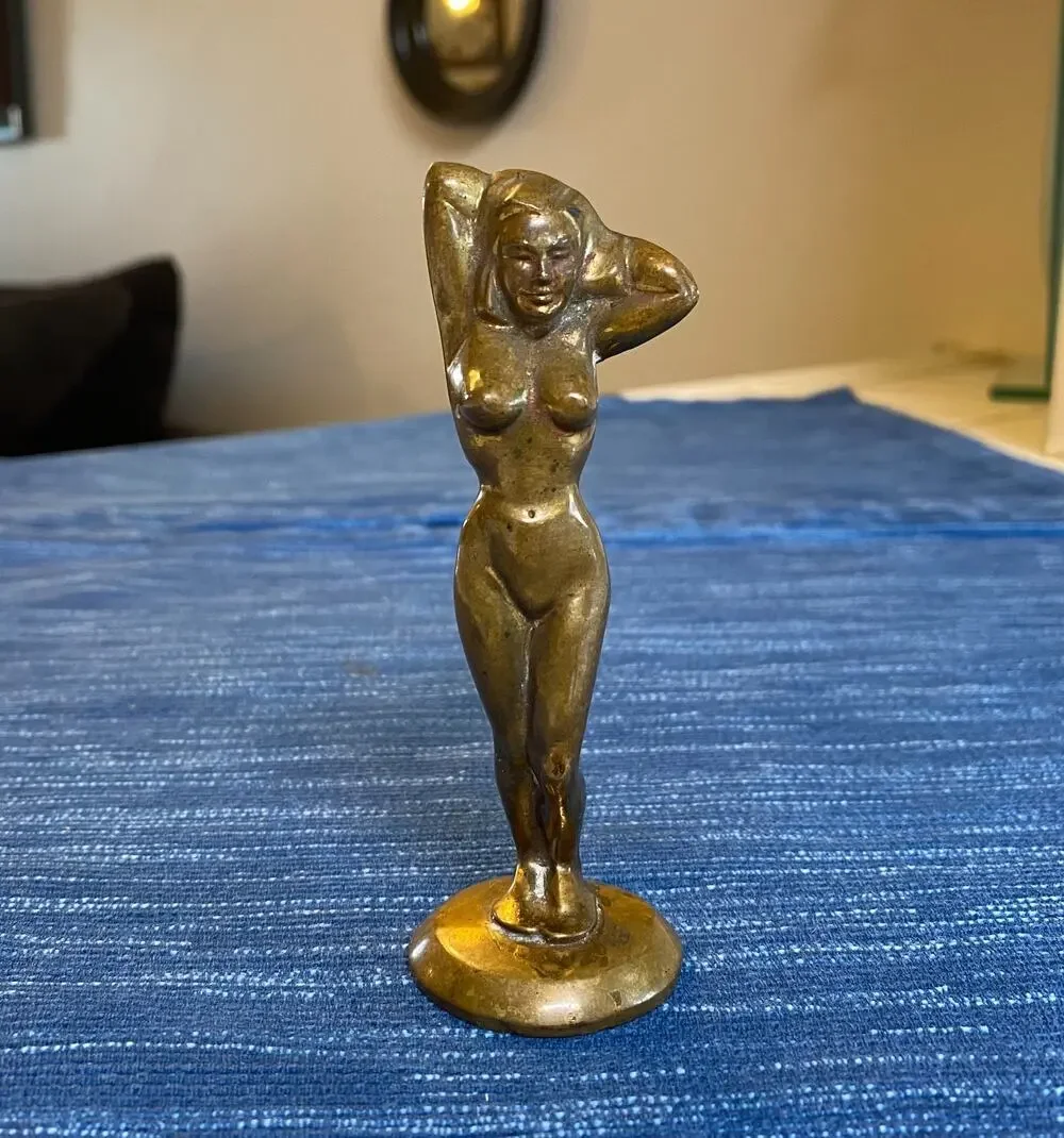 Brass Nude Lady Barware VTG 1940's 5